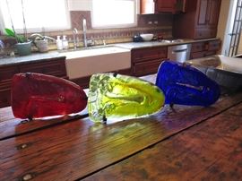 Three Molded Glass Candle Sconces