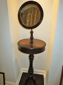 Late 19th. C. Mahogany Shaving Stand with Beveled Mirror