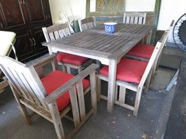 Teak Extendable Dining Table 2/ 6 Chairs