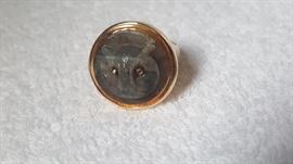 Antique Men's Heavy 14 K Gold Ring set with Quartz Owl bearing Rose-cut Diamond eyes.