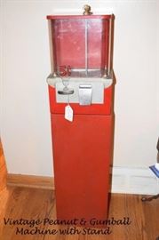 291 A Peanut Gumball Machine Re with Key and Stand