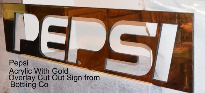 186 cut out Pepsi sign with gold overlay