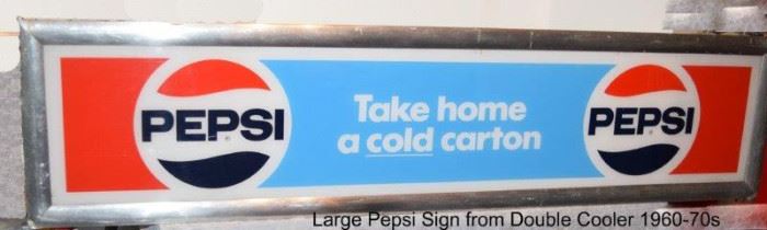 190 Pepsi Double Cooler SIgn with metal frame