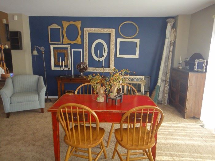 Red Vintage kitchen table, Picture Frames