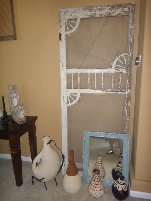 Vintage Screen Door, Vases, Vintage Mirror