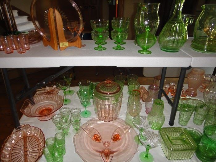 Depression Glass,  Pink and Green 
