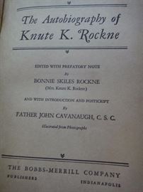 "The Autobiography of Knute K. Rockne" Autographed by John Cavanaugh 