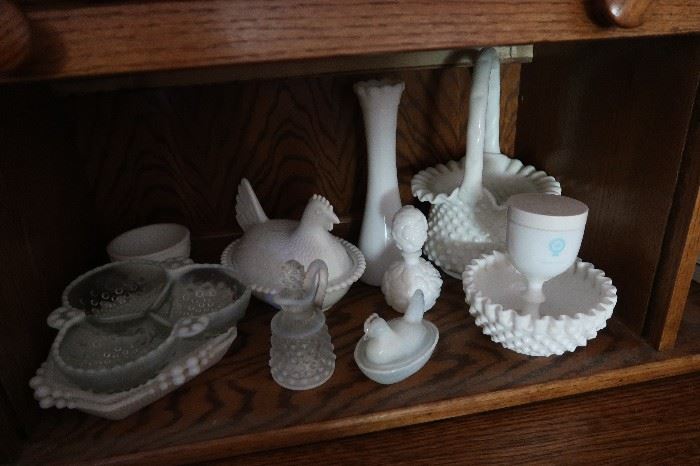 I love milk glass! The kitchen, den, garage and yard will be offered at the second sale.