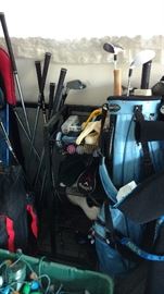 golf clubs and balls