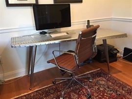 butler aluminum airplane wing computer desk and chair
