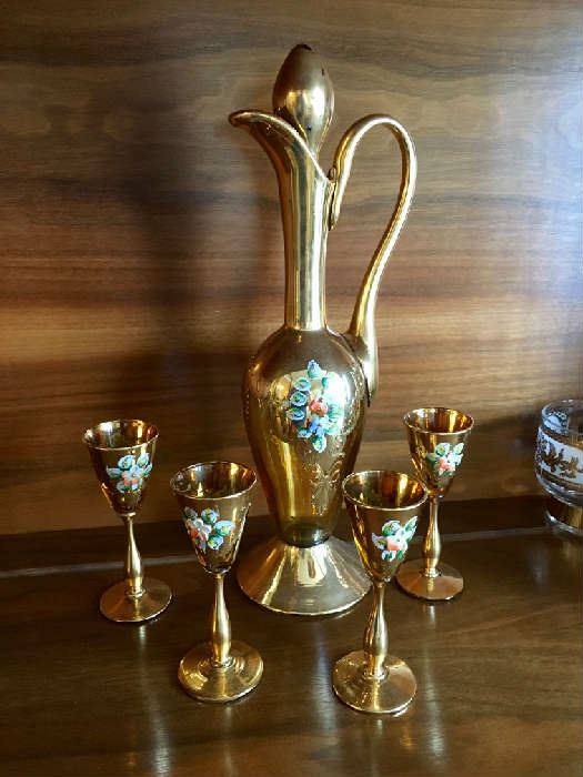 Bohemian Venetian Gilded Glass Set