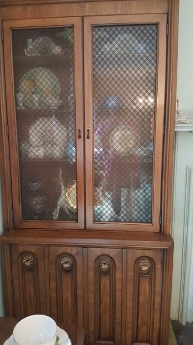 Two Mid Century White Furniture Curio Cabinets