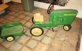 Vintage John Deere Pedal tractor with wagon