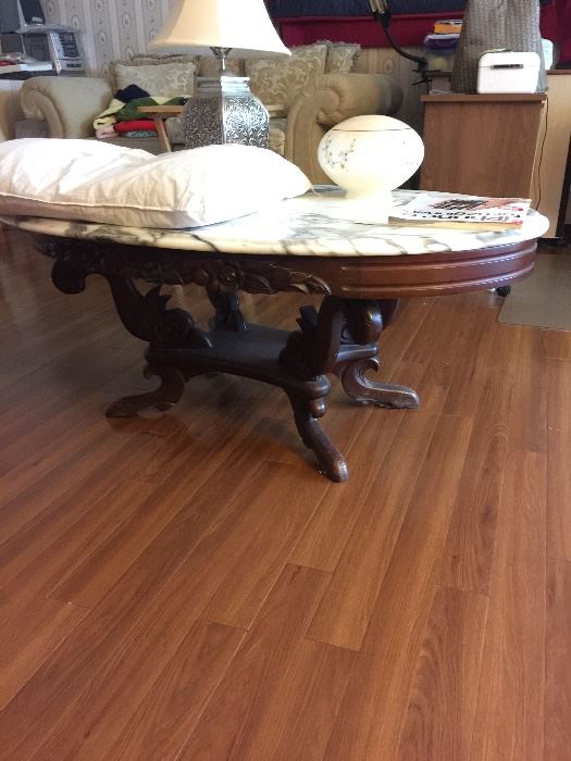 Antique, marble top coffee table