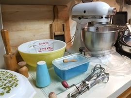 Kitchen Aid Mixer and Vintage Pyrex 