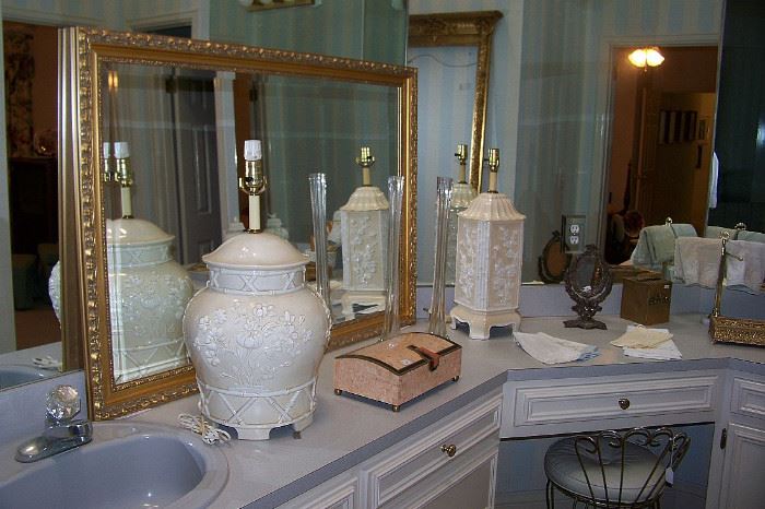 View of items in the large master vanity