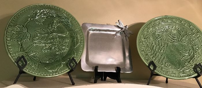 pewter and ceramic decorator plates