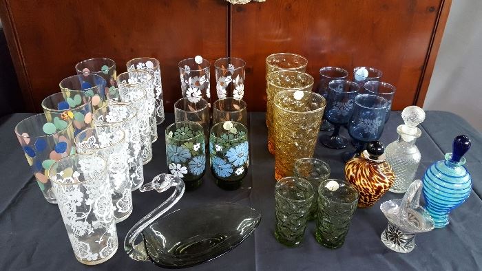 vintage glassware perfume bottles