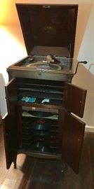 Victrola with needles and vinyl