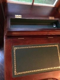 small leather top desk with storage