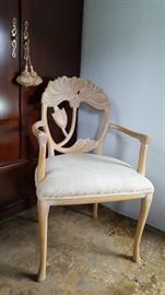 Blonde carved arm chair
