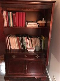 two door wooden bookshelf cabinet