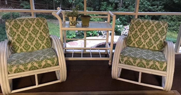 Pair of Ratan chairs. Super quality spring cushions and frame. Ratan teacart