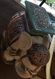 Ceramic elephant garden stool