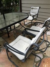 Patio table and 6 chairs with umbrella
