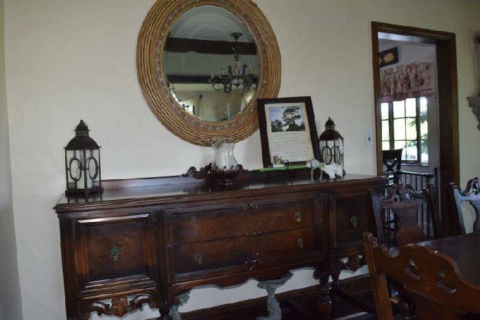 Vintage Buffet Round Mirror Decorator Items