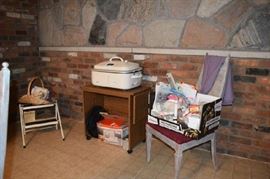 Roaster, Stool, Cake Decorating Items Linens