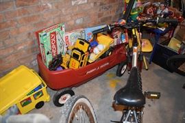 Radio flyer wagon, Games, bike, Cars, Childs Table Chairs, legos, Toy Train