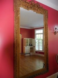 Antique 19th Century French, Hand Carved. Beveled. 8.5 Feet Wall Mirror