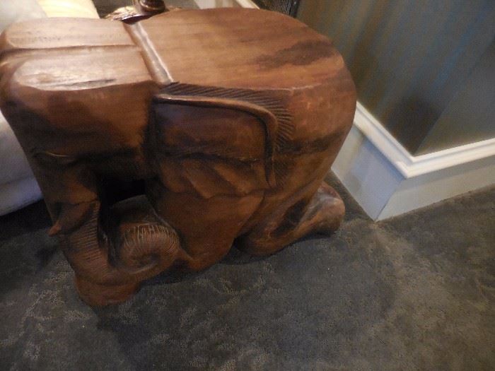 Hand Carved Elephant Table, Stand. Decorative 