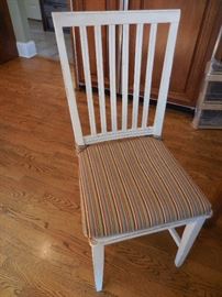 Restoration Hardware White Slat Back Side Chair (with Chair Pad)