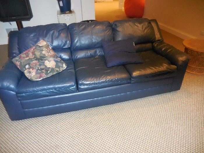 Leather Navy Blue Sofa