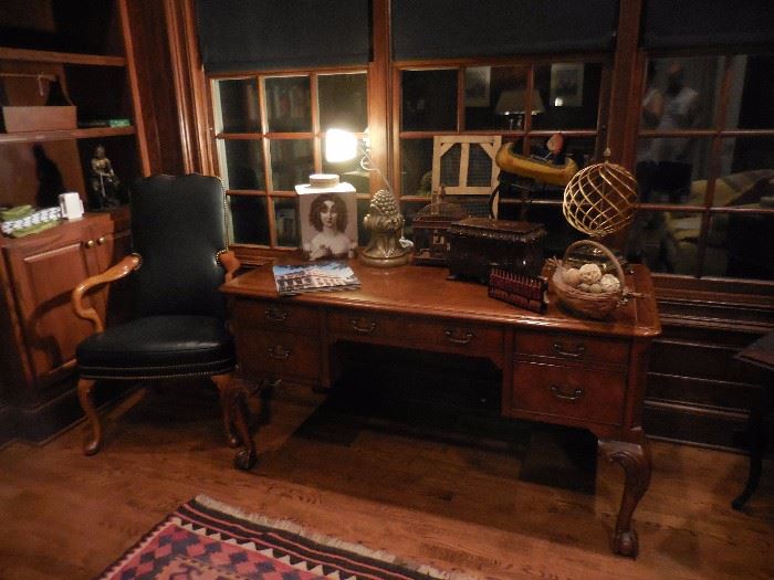 Richard Honequist Hand Carved Ex Desk with Drawers