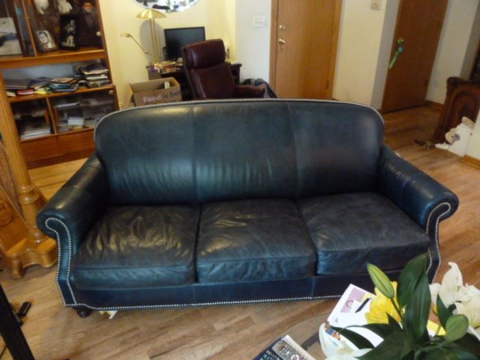 Bradington Young Leather Sofa trimmed with Brass Tacks