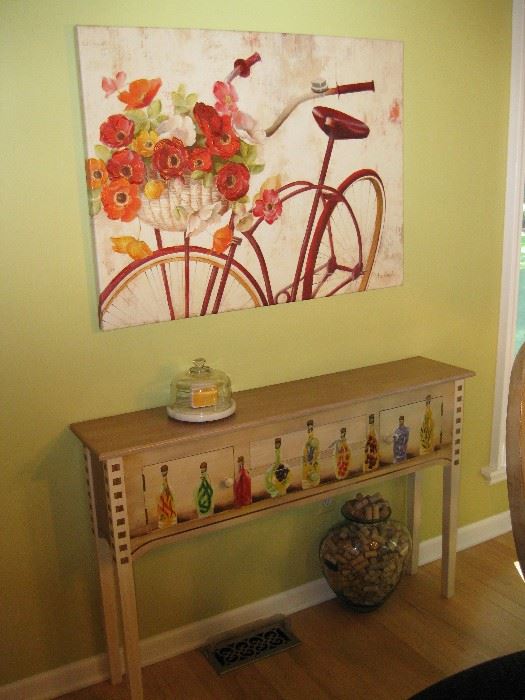 Foyer Table and Springtime Bike Print
