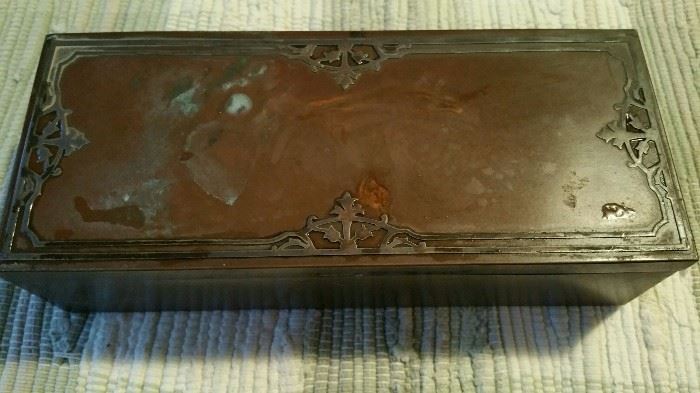 Early, early art Nuveau brass box,wood lined. Heavy,wood lined,  turn of the century. Circa 1870s.