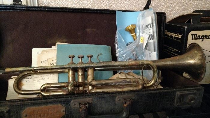 Antique Trumpet with Case