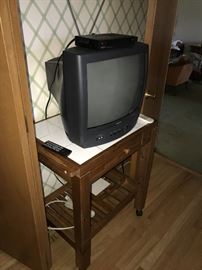 KITCHEN WOOD AND TILE CART--20" WIDTH X 28" DEPTH X 32" HEIGHT