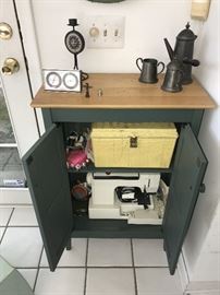 WOODEN GREEN SIDE CABINET