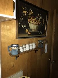KITCHEN WALL ART, SPICE JARS, MOOSE MUGS