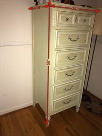 DIXIE TALL CREAM LINGERIE CHEST - 24" WIDTH X 19" DEPTH X 55" HEIGHT