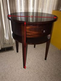 BERNHARDT ROUND TABLE WITH DRAWER- 24" DIAMETER X 27" HEIGHT
