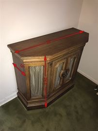 WOODEN SIDE CABINET WITH LION HEAD PULL-36" WIDTH X 14" DEPTH X 29.5" HEIGHT