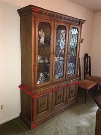 LARGE WOODEN CHINA CABINET- -56.25" WIDTH X 16.25" DEPTH X 77.5" HEIGHT