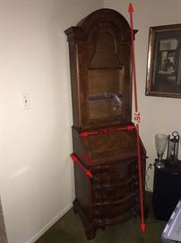 ANTIQUE MAHOGANY SLIM SECRETARY DESK-24.5” WIDTH X 75” HEIGHT X 16.5”DEPTH