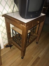 KITCHEN WOOD AND TILE CART--20" WIDTH X 28" DEPTH X 32" HEIGHT